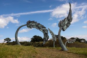 Chris Moore, _Introduced Species_ (2022). Sculpture on the Gulf 2022\. Photo: Peter Rees.